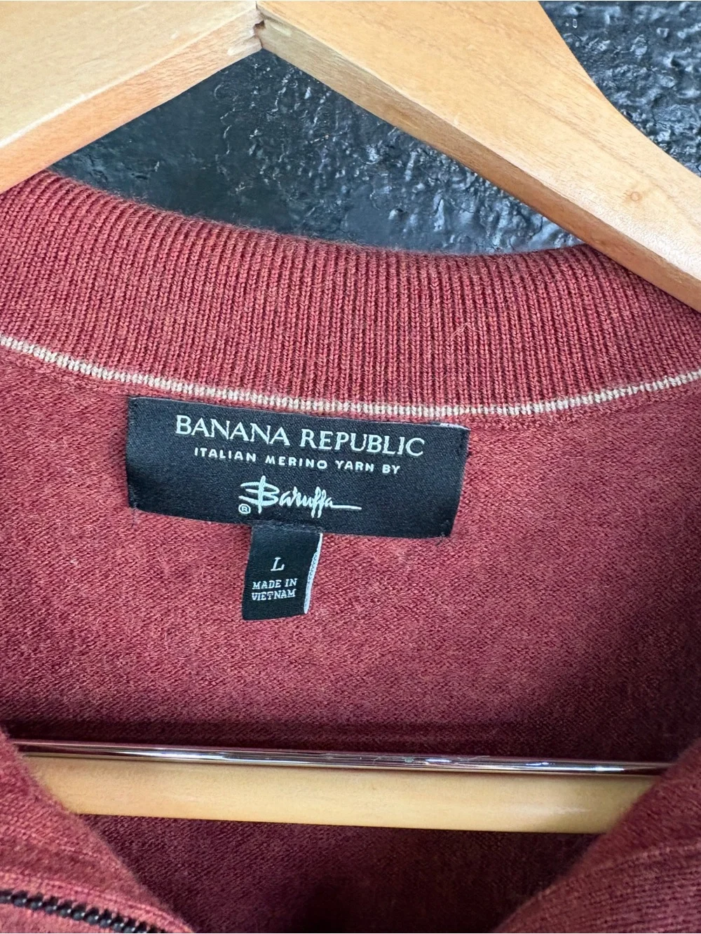 Banana Republic Men’s Quarter-Zip Sweater - Rust Size L